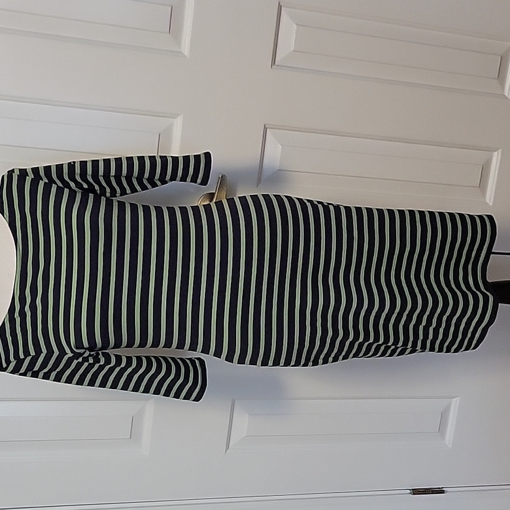 Saint James PROPRIANO Navy & Green Breton Stripe Dress, size 4